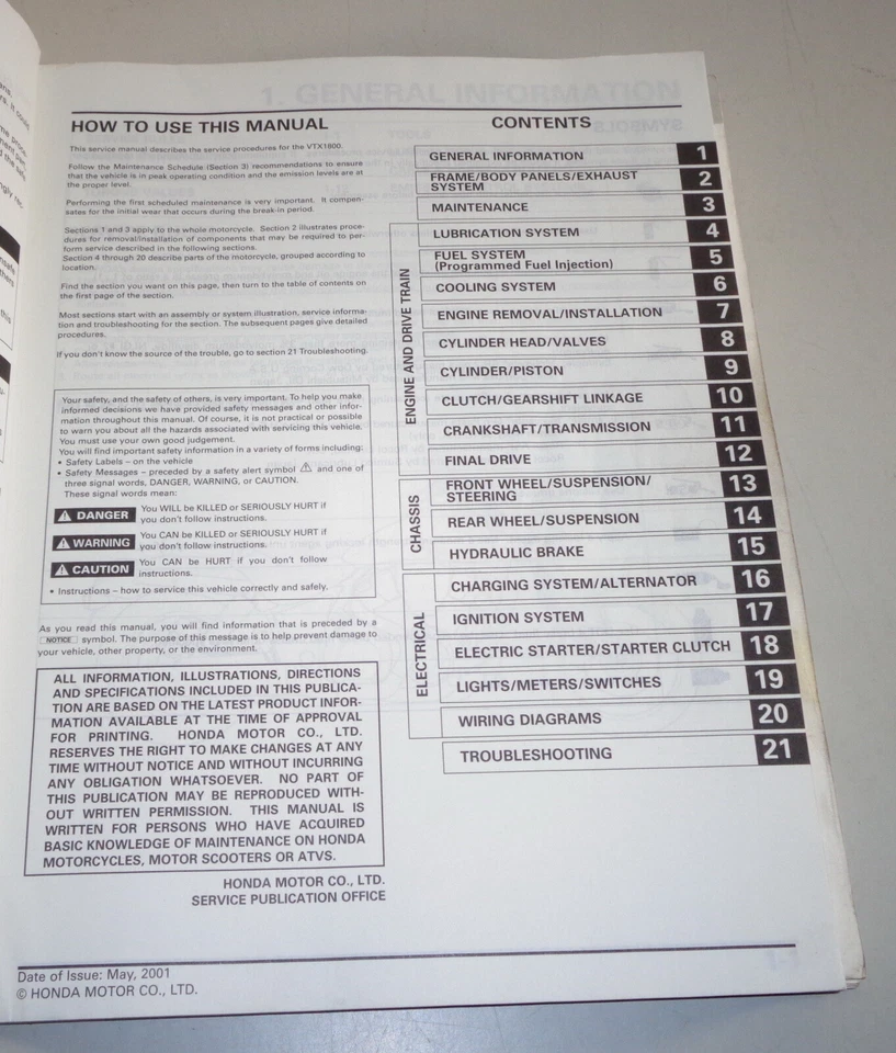 Manual De Taller Honda VTX 1800 C De 2001 - Imagen 2 de 4