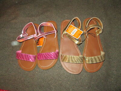 Girl's West Loop Sandals Gold OR Pink Strappy Glitter Slingback Choice NWT