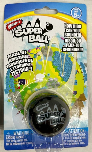 WHAM-O Original BLACK Whamo Zectron Rubber Hi-Bounce SUPER BALL (1.5")