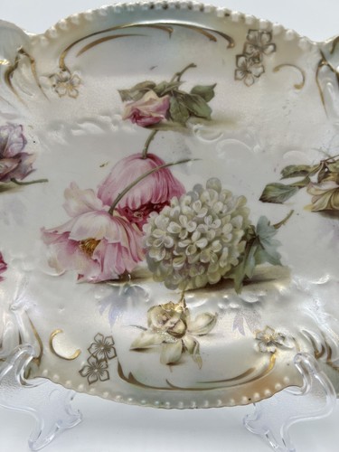Antique Genuine RS Prussia Oval Scalloped Handled Tray Plate Old Mark 1870-1910 - Picture 2 of 6