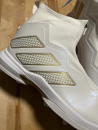 ADIDAS MENS NASTY TORSION TEA LINEMAN CLEATS HIGH TOP SIZE 14 WHITE GOLD NEW - Picture 3 of 7