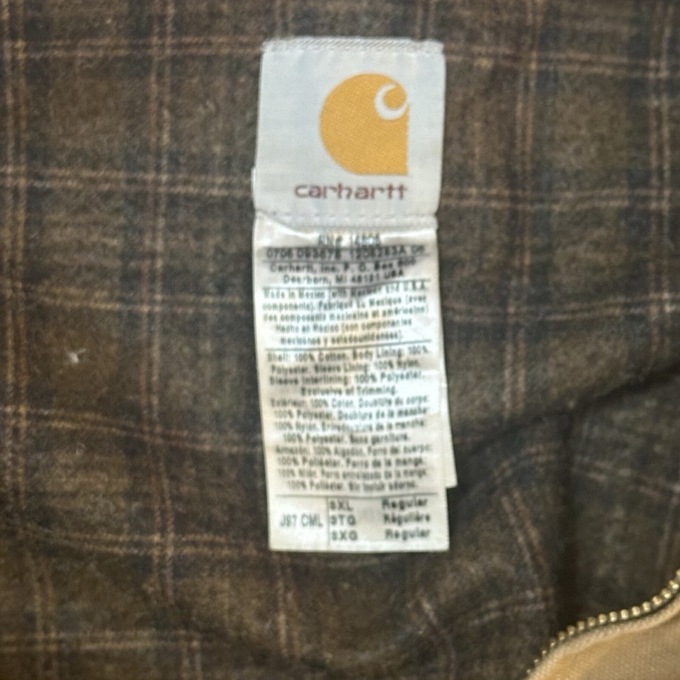Vtg Carhartt Detroit J97 CML Blanket Lined Bomber Mens Canvas Work