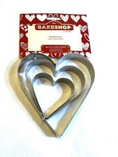 Cookie Cutters The Bakeshop By Master Class 3 Piece Set Heart Shape New On Card