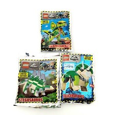 LEGO Jurassic World Foil Packs Lot of 3 Triceratops Stegosaurus New Sealed Bags