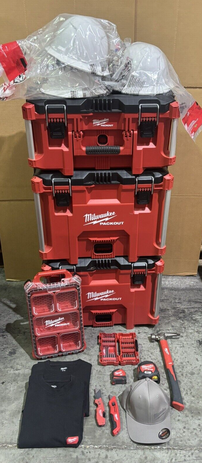 Milwaukee PACKOUT System XL Tool/Tool Boxes/knives/shirts/bits/etc. AUC #9