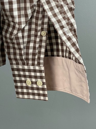 Club Monaco Brown Gingham Button-down Shirt * MEDIUM - Picture 6 of 7
