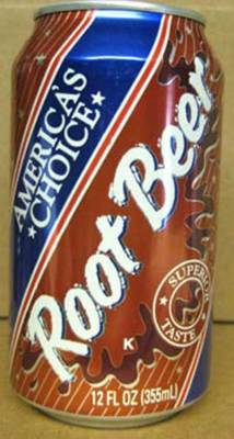 AMERICA'S CHOICE ROOT BEER empty Soda CAN Compass Foods Montvale NEW JERSEY 1/1+