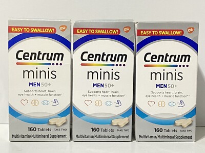 3PK Centrum Minis Men 50+ MultiVitamin ~ 160 Tablets Each ~ EXP 6/25 ~ FAST SHIP