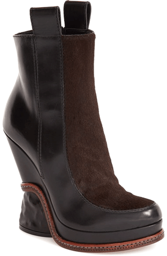 $1400 Fendi Chelsea Boots Runway Black- Brown Wedge Ankle Zipper Booties 40 - Picture 2 of 4