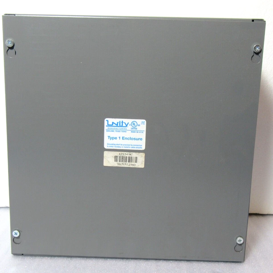 Unity Type 1 Enclosure 12124SC NEMA 1, Screw Cover, 12" x 12" x 4", Gray [CTOKC] - Image 3 of 4