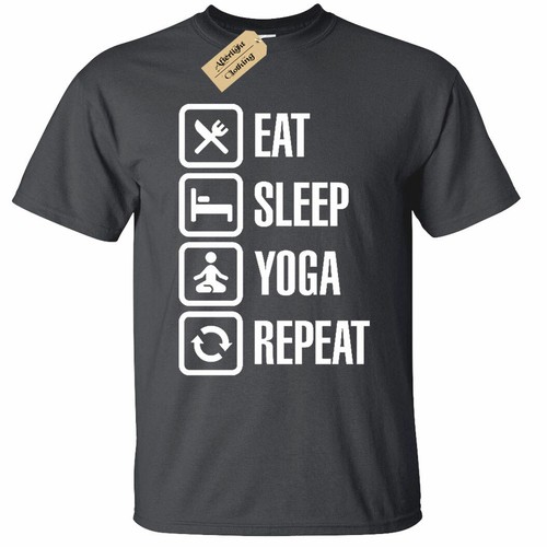 KIDS BOYS GIRLS Eat Sleep YOGA Repeat T-Shirt funny gift gym
