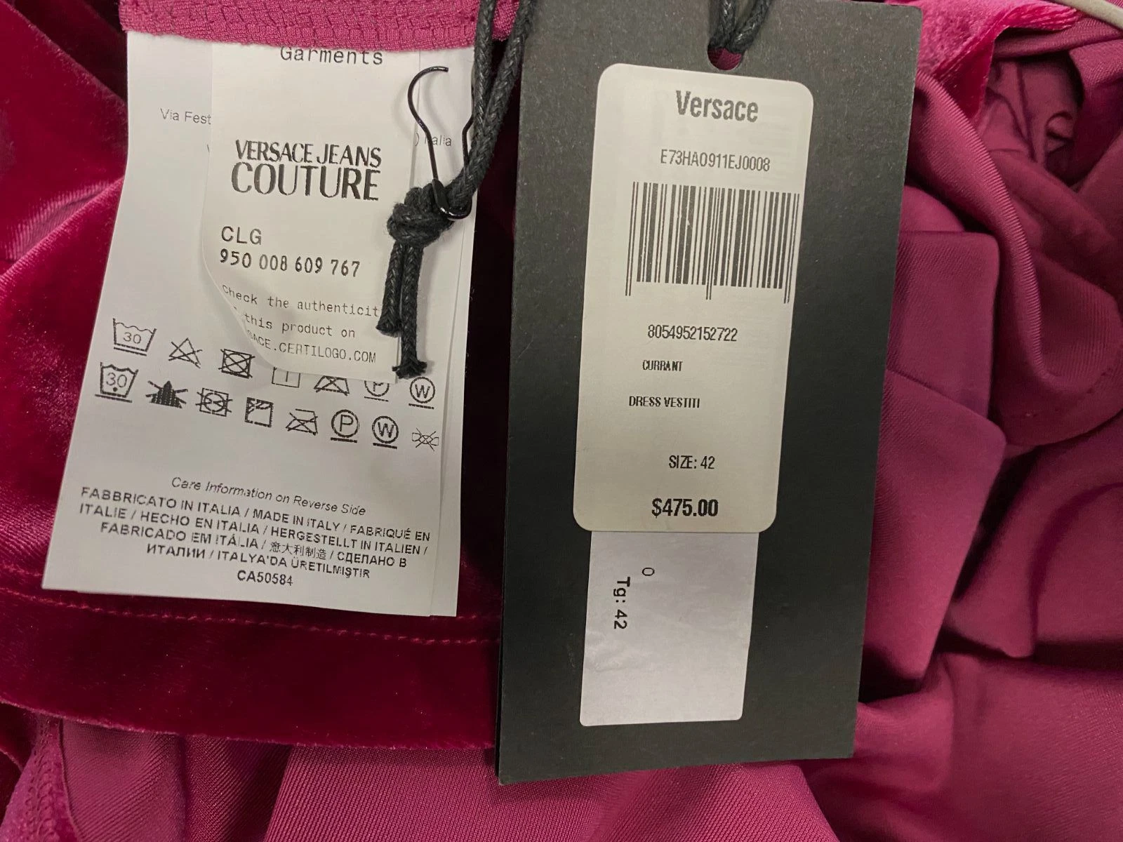 Mini abito da donna rosa Versace a spalle aperte da $475 taglia 42