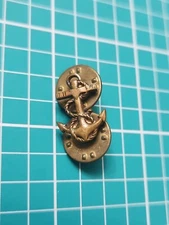 Vtg Navy Anchor With Ropes Gold Tone Lapel Pin