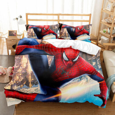 3D Spider-Man 3pcs Bedding Set Sheet Duvet Quilt US Size Cover Pillow Cases 