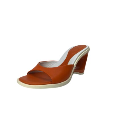 HOGAN Women's New Wedge Slipper Leather Orange Shoes Size US EU 39 NWD 
