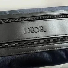 DIOR Men's Dual Compartment TOILETRY Bag SHAVE Pouch Travel CASE Black Navy NIB
