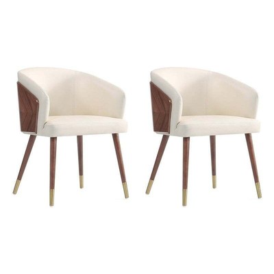Reeva Dining Chair from Engineered Wood in Walnut and Cream- Set of 2