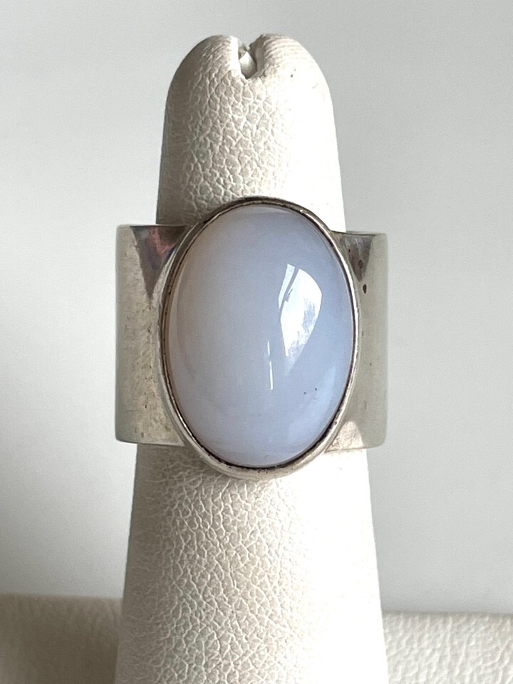 SOLID WROUGHT 925 STERLING SILVER LARGE MOONSTONE… - image 2