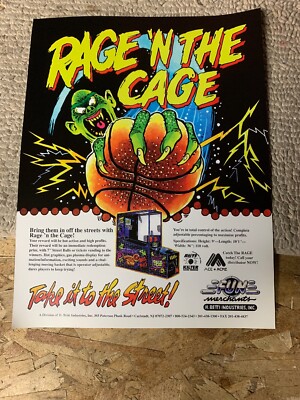 11- 8 3/8'' Rage In the Cage Basketball ARCADE GAME FLYER