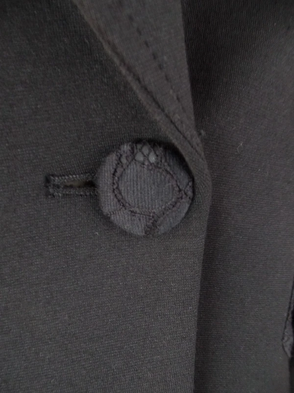 Blazer JOY JOY M Negro Algodón Poli Spandex Elastizado Botón Frontal Flor Prendedor ¡CHIC! Foto 4 de 4