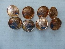 8 New Russian Military 1" Copper Buttons Have Star Hammer & Sickle