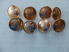 8 New Russian Military 1" Copper Buttons Have Star Hammer & Sickle
