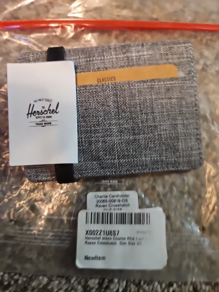 Herschel Charlie Rfid Card Case Wallet Raven Crosshatch Style - Image 2 of 2