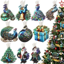 Barydat 30 Pcs Christmas Peacock Ornaments for Christmas Tree Ornament Hangin...