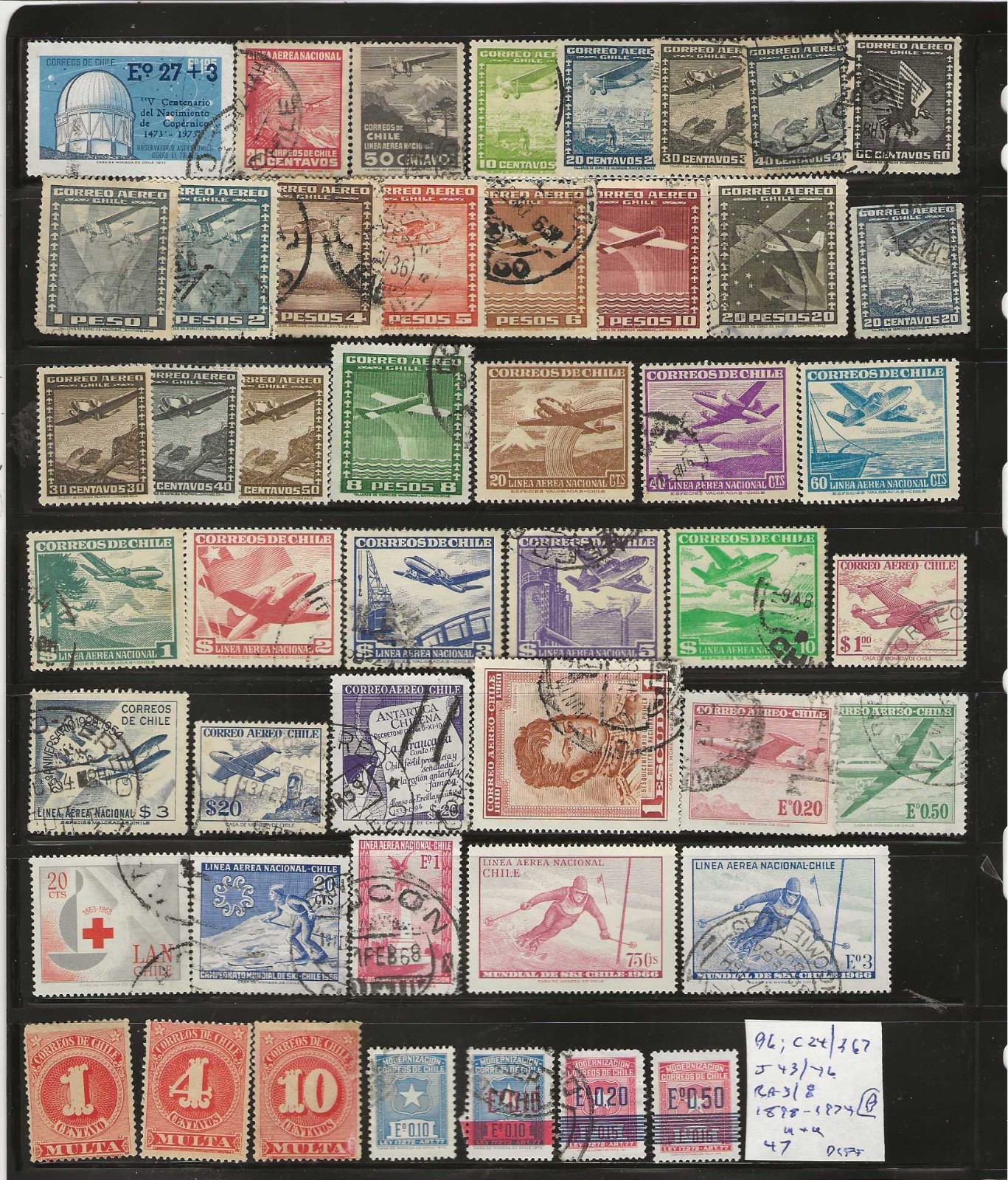 CHILE...Sc #B6; C24/267; J43/46; RA3/8...Mint & Used...1898/1974...47 Diff BOB