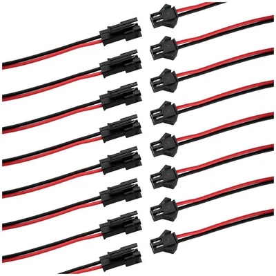 RUIWAER 50Pcs 2Pin SM Connector Male Female Cable 15cm 20AWG Wire for LED Strip Light
