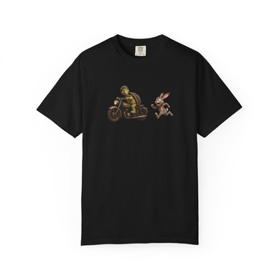 Tortoise Hare Funny Shirt Race Fun Gift Present Runner Running Biker Motorcycle