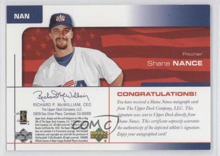 2004 USA Baseball 25-Year Anniversary Signatures Black Ink /150 Shane Nance Auto - Image 2 of 2