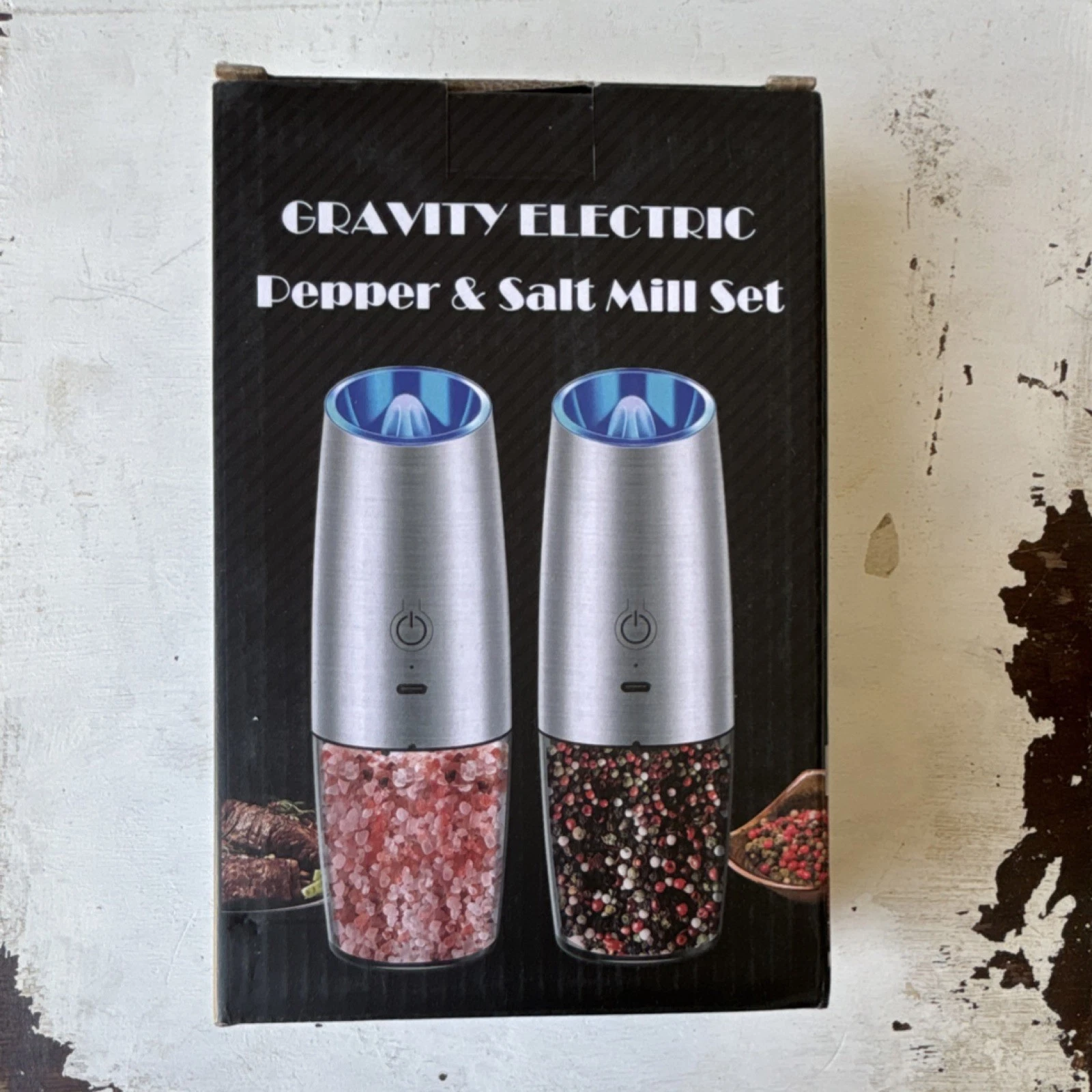 Rongyuxuan Electric Pepper & Salt Mill Set USB Rechargeable Stainless Steel