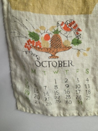 Vintage MCM 1958 Leinen Geschirrtuch Kalender 14,5"x25" Tori King - Bild 12 von 16