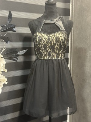 Windsor Lace Dress Junior Size 3 Black Cream Short Halter