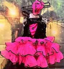 MC Professional Dance Gymnast Beauty Pageant Event Costume Black Pink Sequin