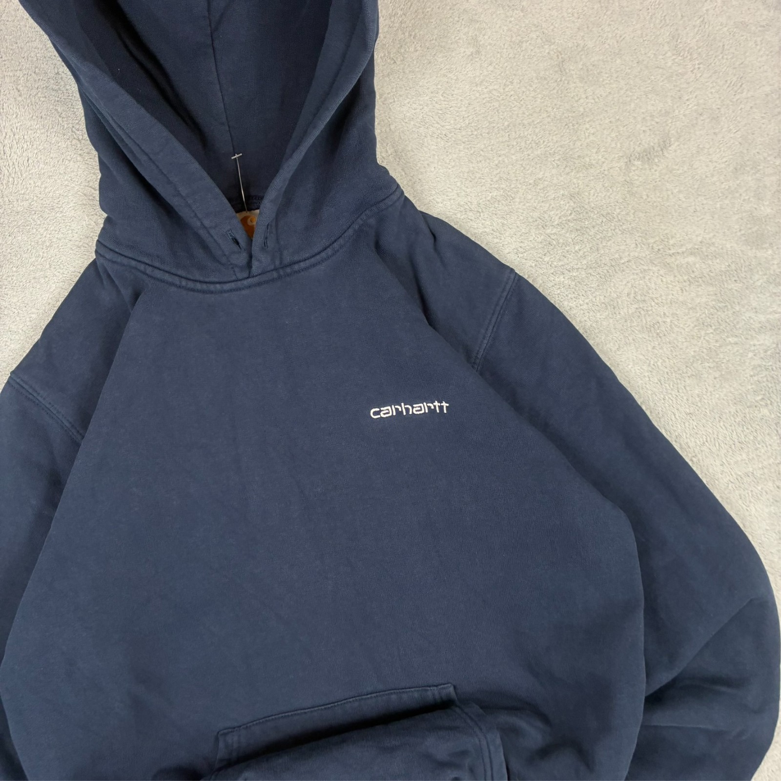 VTG Carhartt 2000's Y2K Navy Blue Heavyweight Size XS Pullover Hoodie image 3