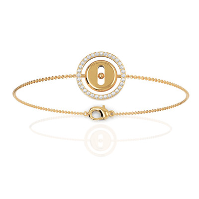 0.25 Ct Round Lab Grown Diamond 18k Yellow Gold Circle Charm Bracelet
