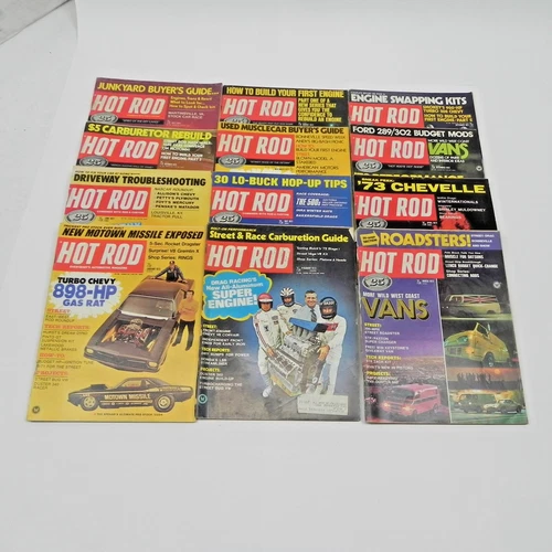 1972 HOT ROD MAGAZINE 12 ISSUES FULL COMPLETE YEAR RACING CARS MUSCLE CUSTOM