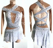 Figure Skating Dress Ice Skating Dress Competition Skating Wear gray dyeing