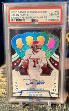 Jalen Hurts 1/1 RC 🔥 2020 Chronicles DP Crown Royale Platinum Auto PSA 10 👀📈
