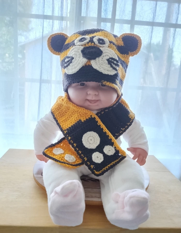 Nuevo Regalo Hecho a Mano Crochet Halloween Tigre Bebé Niño/Niña Disfraces Sombrero Set 6-12M Foto 3 de 4