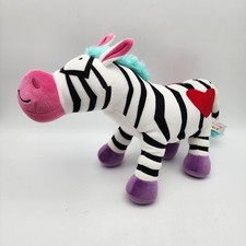 Animal Alley Colorful Zebra Plush 12" Heart Butt Teal Hair Stuffed Toy R US 2008
