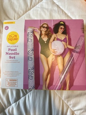 Sun Squad Inflatable Pool Noodle Set Brand New In Box With Beach Ball