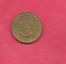 COSTA RICA KM229b  VF-VERY CIRCULATED 2005 5 COLONES  COIN
