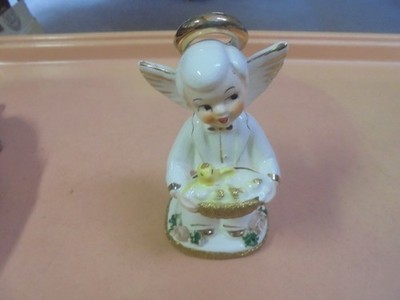 Vintage Angel Boy with basket of eggs chick
