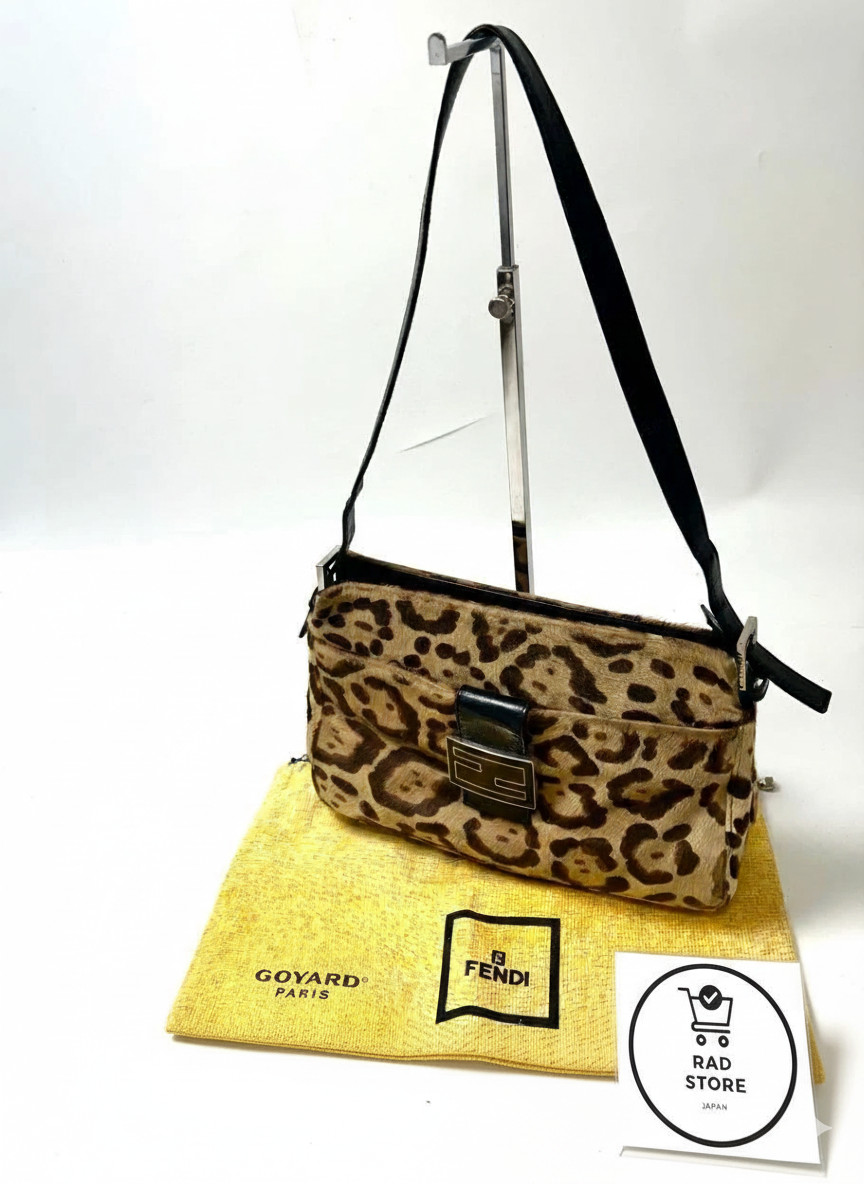 Fendi Mamma Baguette Leopard Pony Hair Shoulder B… - image 1