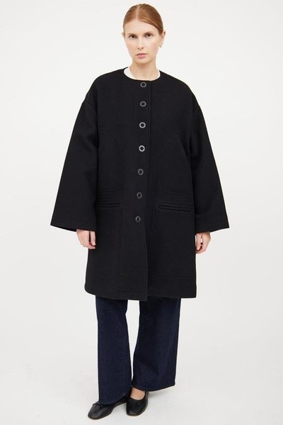 Women Kenzo Coat Black Wool 40