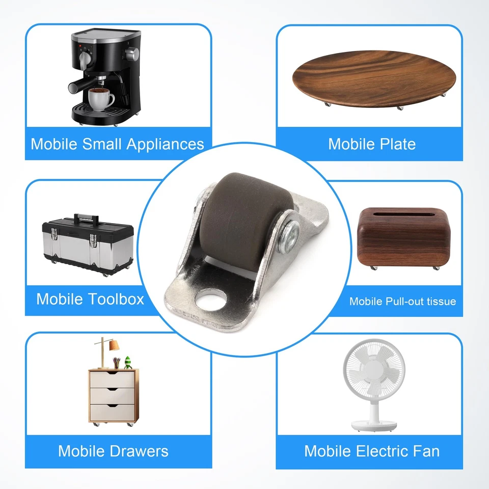 Mini ruedas giratorias de 1/2 pulgadas de bajo perfil autoadhesivas de una sola dirección... Foto 3 de 4