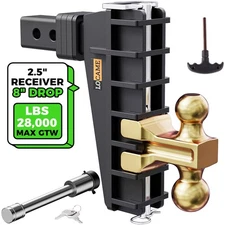 Adjustable Trailer Hitch Fits 2.5" Receiver, 8" Drop Hitch, 28000LBS Tow Hitch